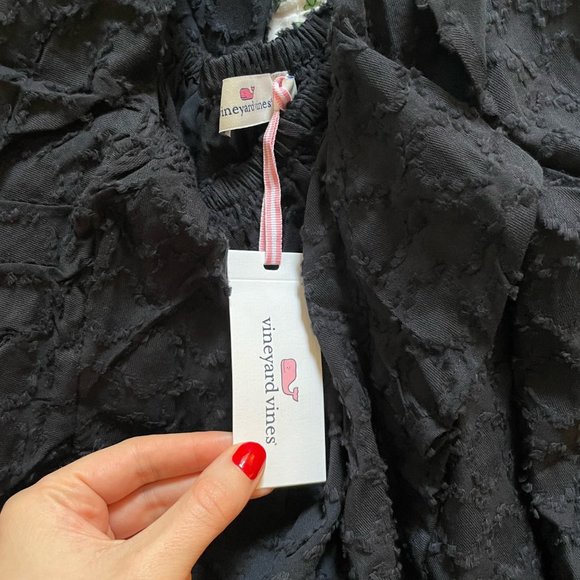 Vineyard Vines Black Cotton Ruffle Top - S - Picture 6 of 7